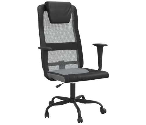 Silla oficina altura ajustable tela malla y cuero PE gris negro