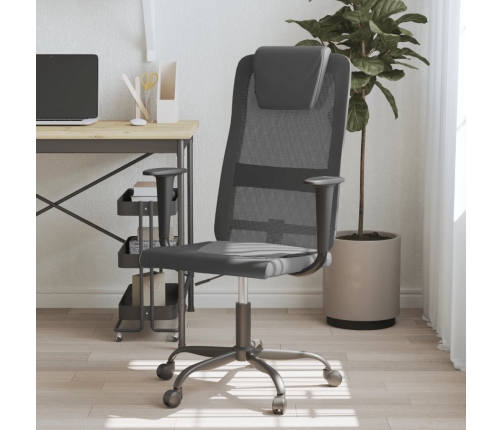 Silla oficina altura ajustable tela malla y cuero PE gris negro