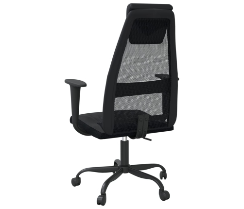 Silla de oficina altura ajustable tela malla y cuero PE negro