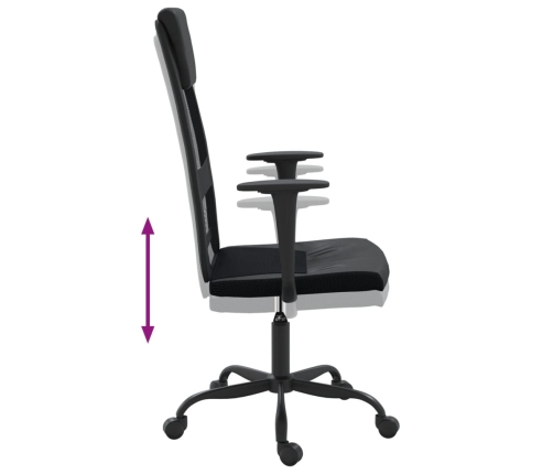 Silla de oficina altura ajustable tela malla y cuero PE negro