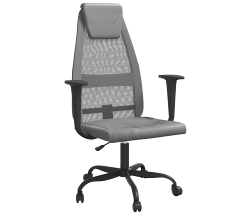 Silla de oficina altura ajustable tela malla y cuero PE gris