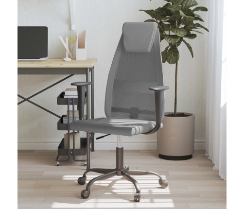 Silla de oficina altura ajustable tela malla y cuero PE gris