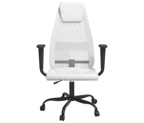 Silla de oficina altura ajustable tela malla y cuero PE blanco