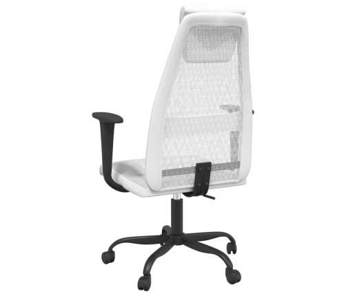 Silla de oficina altura ajustable tela malla y cuero PE blanco