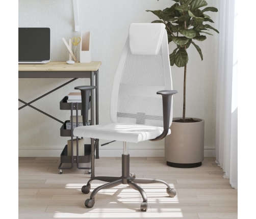 Silla de oficina altura ajustable tela malla y cuero PE blanco