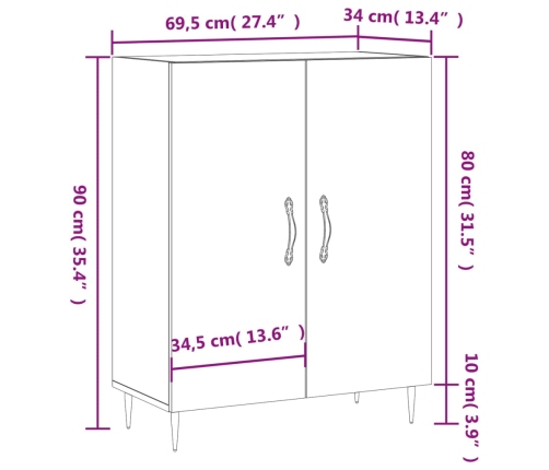 Aparador de madera de ingeniería gris Sonoma 69,5x34x90 cm