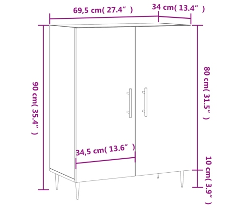 Aparador de madera de ingeniería blanco 69,5x34x90 cm