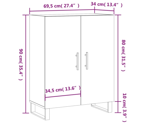 Aparador de madera de ingeniería blanco 69,5x34x90 cm