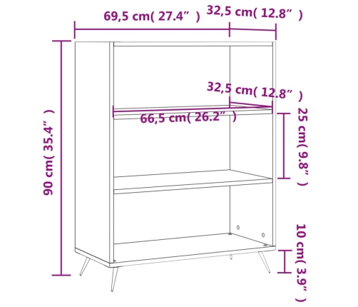 Estantería madera de ingeniería blanco 69,5x32,5x90 cm