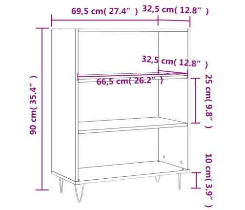 Estantería madera de ingeniería gris Sonoma 69,5x32,5x90 cm