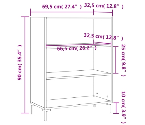 vidaXL Estantería madera de ingeniería blanco 69,5x32,5x90 cm