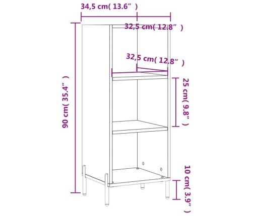 Aparador de madera de ingeniería negro 34,5x32,5x90 cm