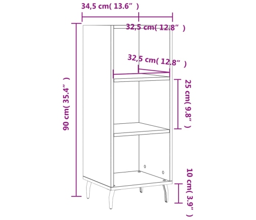 Aparador de madera de ingeniería blanco 34,5x32,5x90 cm