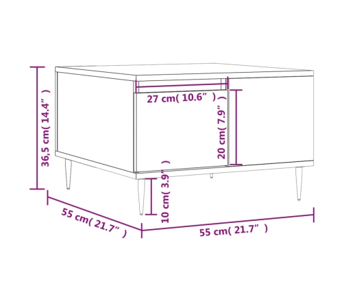 Mesa de centro madera contrachapada gris hormigón 55x55x36,5 cm