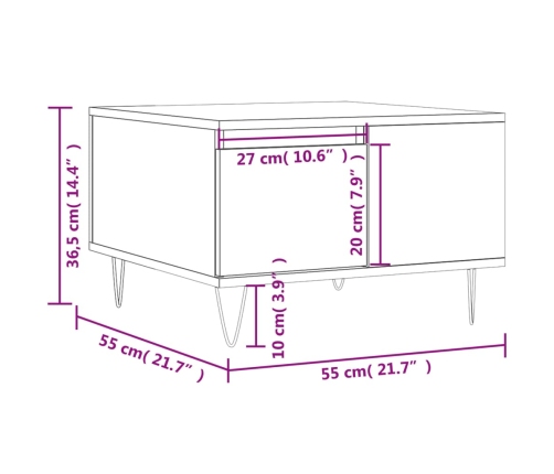 Mesa de centro madera contrachapada blanco 55x55x36,5 cm