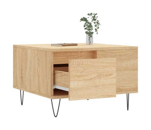 Mesa de centro madera contrachapada roble Sonoma 55x55x36,5 cm