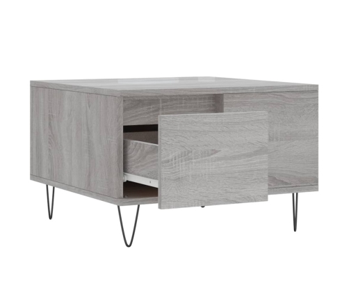 Mesa de centro madera contrachapada gris Sonoma 55x55x36,5 cm