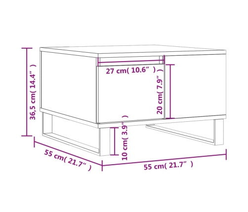 Mesa de centro madera contrachapada gris Sonoma 55x55x36,5 cm