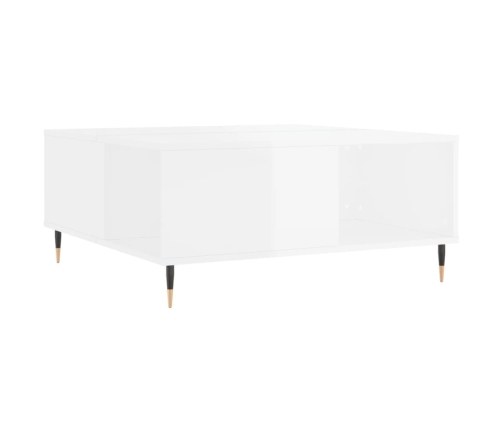 vidaXL Mesa de centro madera contrachapada blanco brillo 80x80x36,5 cm