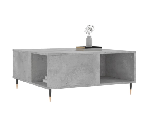 vidaXL Mesa de centro madera contrachapada gris hormigón 80x80x36,5 cm