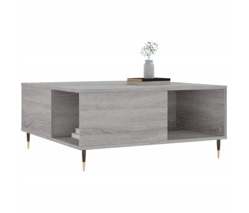 Mesa de centro madera contrachapada gris Sonoma 80x80x36,5 cm