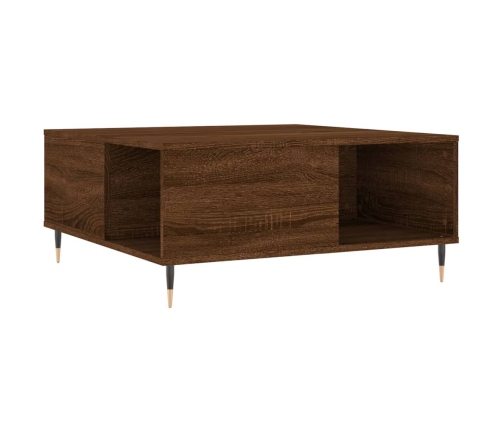 Mesa de centro madera contrachapada roble marrón 80x80x36,5 cm