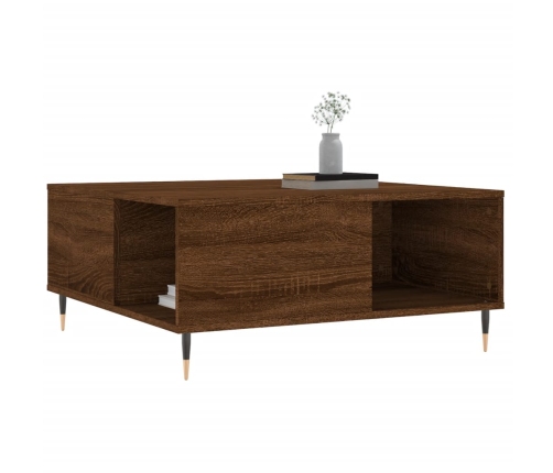 Mesa de centro madera contrachapada roble marrón 80x80x36,5 cm