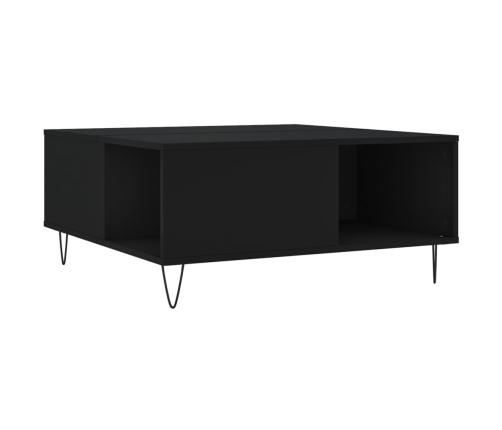 Mesa de centro madera contrachapada negro 80x80x36,5 cm