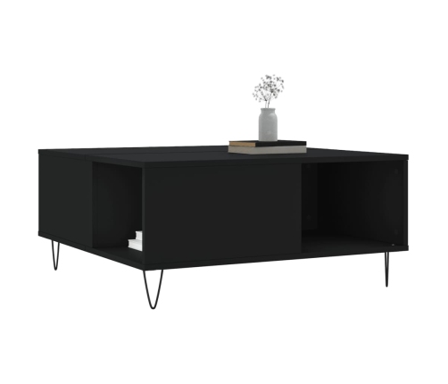 Mesa de centro madera contrachapada negro 80x80x36,5 cm