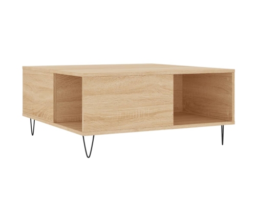 Mesa de centro madera contrachapada roble Sonoma 80x80x36,5 cm