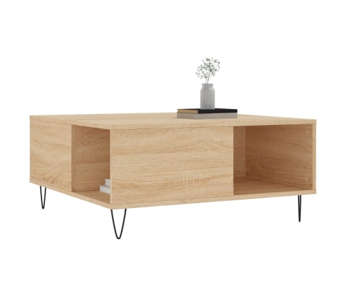 Mesa de centro madera contrachapada roble Sonoma 80x80x36,5 cm