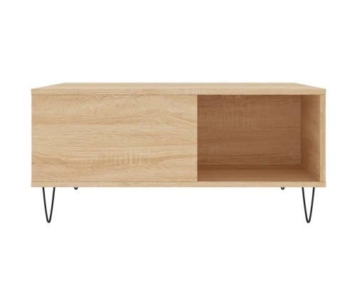 Mesa de centro madera contrachapada roble Sonoma 80x80x36,5 cm