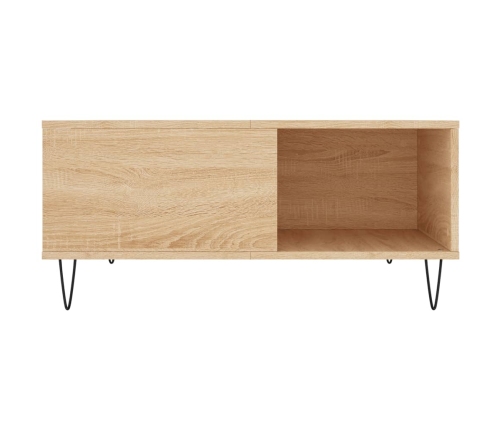 Mesa de centro madera contrachapada roble Sonoma 80x80x36,5 cm