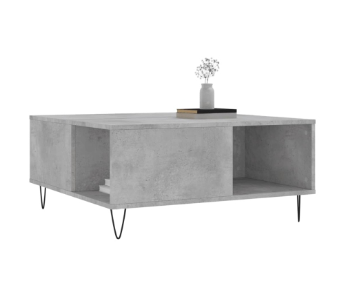 Mesa de centro madera contrachapada gris hormigón 80x80x36,5 cm