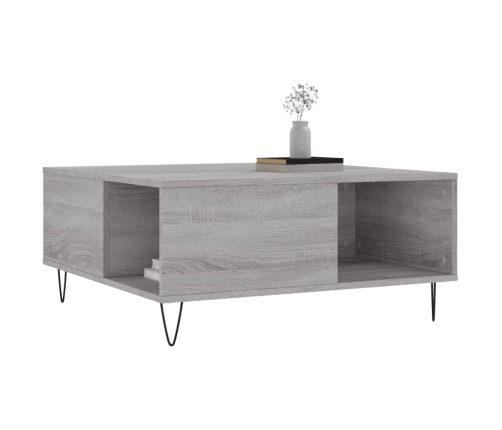 Mesa de centro madera contrachapada gris Sonoma 80x80x36,5 cm