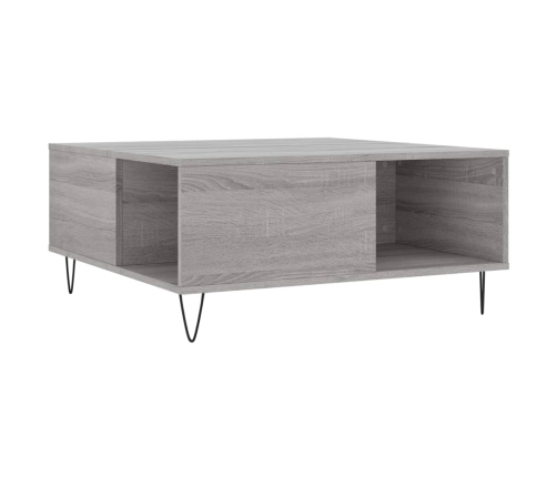 Mesa de centro madera contrachapada gris Sonoma 80x80x36,5 cm