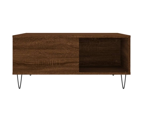 Mesa de centro madera contrachapada roble marrón 80x80x36,5 cm