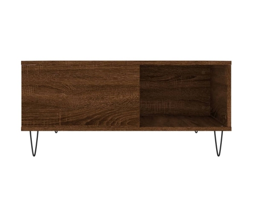 Mesa de centro madera contrachapada roble marrón 80x80x36,5 cm