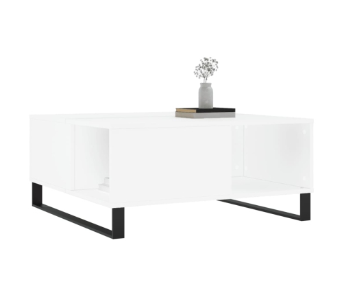 vidaXL Mesa de centro madera contrachapada blanco 80x80x36,5 cm