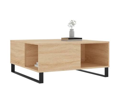 Mesa de centro madera contrachapada roble Sonoma 80x80x36,5 cm