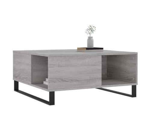 Mesa de centro madera contrachapada gris Sonoma 80x80x36,5 cm