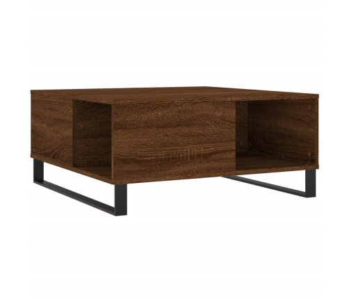 Mesa de centro madera contrachapada roble marrón 80x80x36,5 cm