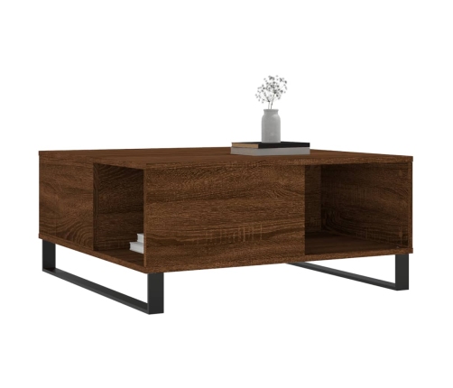 Mesa de centro madera contrachapada roble marrón 80x80x36,5 cm