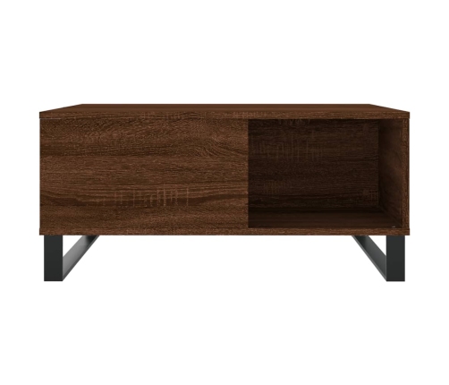 Mesa de centro madera contrachapada roble marrón 80x80x36,5 cm