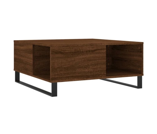 Mesa de centro madera contrachapada roble marrón 80x80x36,5 cm