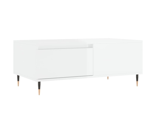 Mesa de centro madera contrachapada blanco brillo 90x50x36,5 cm