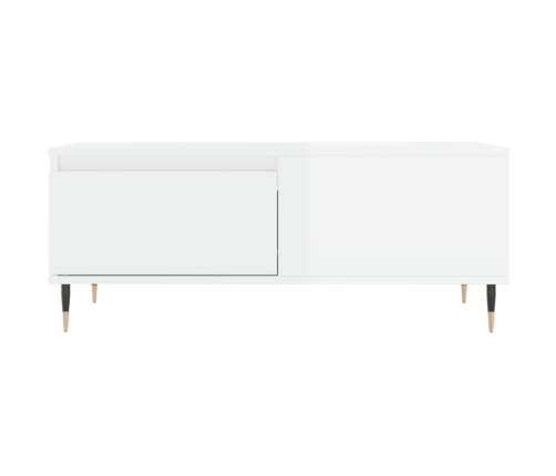 Mesa de centro madera contrachapada blanco brillo 90x50x36,5 cm