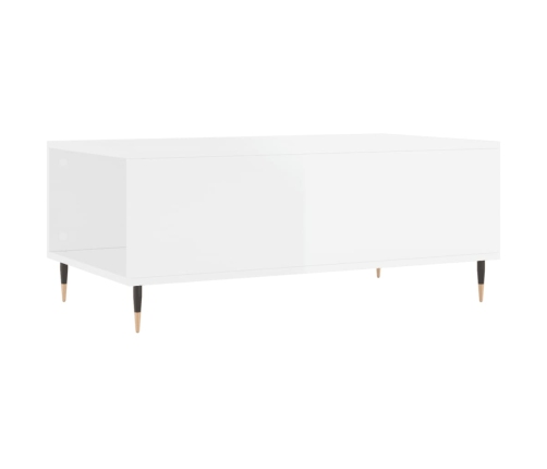 Mesa de centro madera contrachapada blanco brillo 90x50x36,5 cm