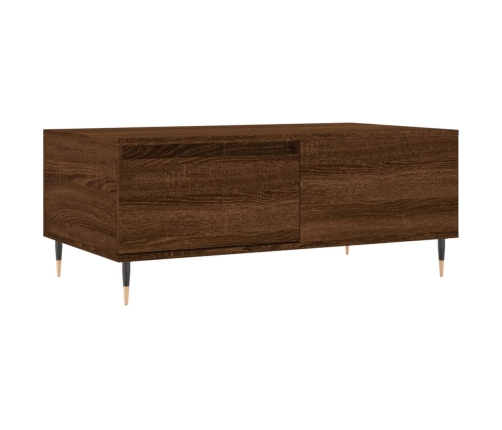 Mesa de centro madera contrachapada marrón roble 90x50x36,5 cm