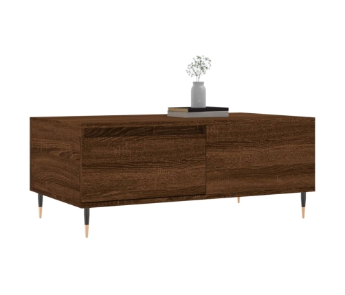 Mesa de centro madera contrachapada marrón roble 90x50x36,5 cm